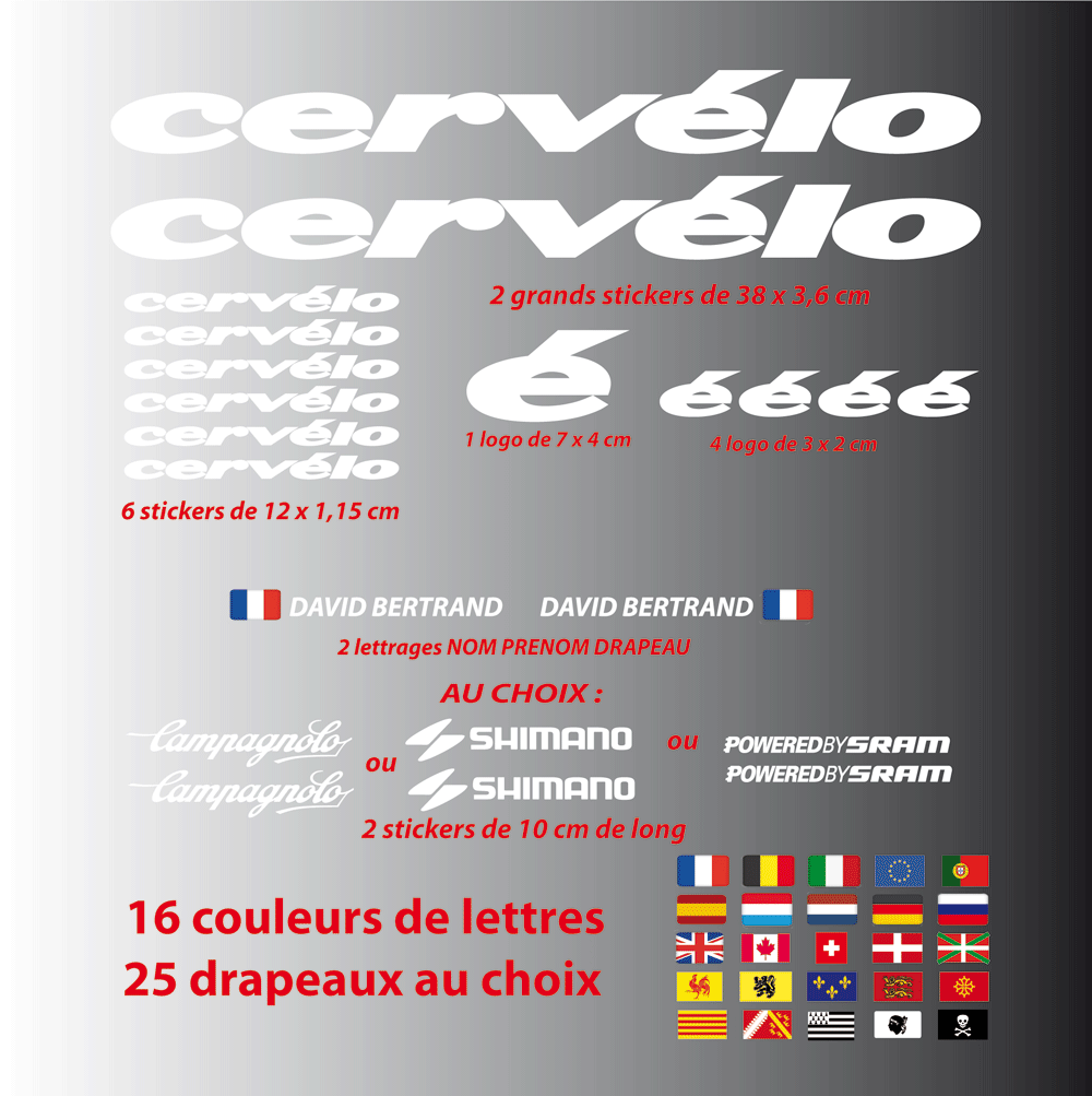 Kit Autocollants Compatibles Avec Cadre Cervelo MTB Mountainbike Et Casque | Decals Stickers Pour Vélo Avec Logos | Stickersland® (Bleu Brillant
