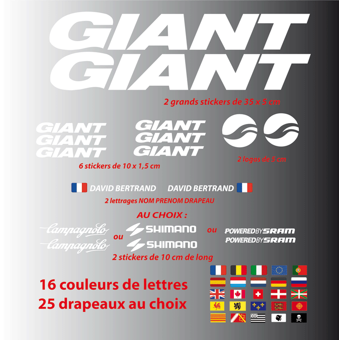 Kit Stickers Autocollants XXL Giant