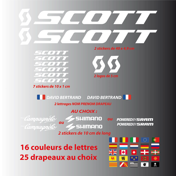 Kit Stickers Autocollants XXL Nouveau Scott