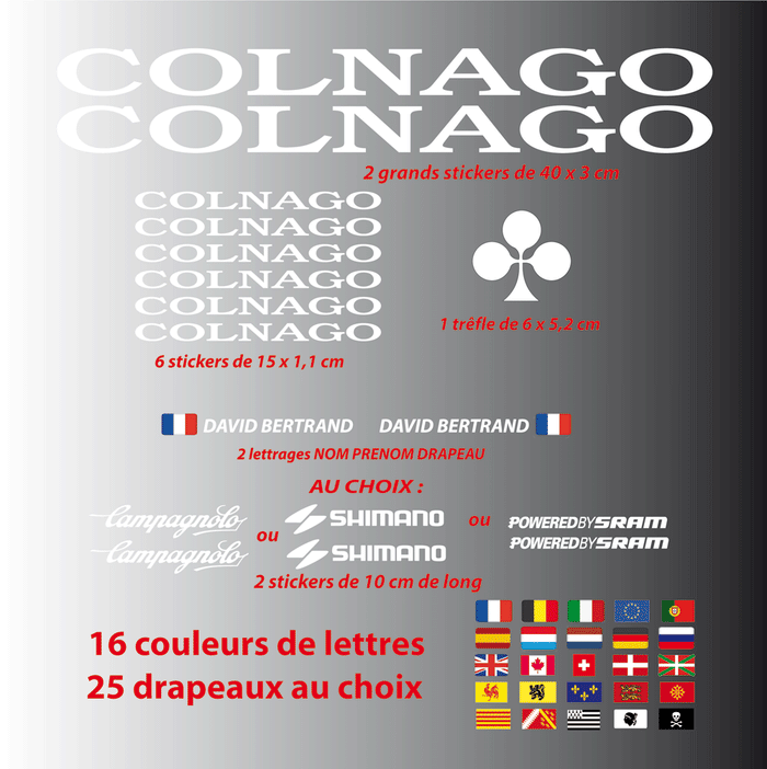 Kit Stickers Autocollants XXL Old Colnago