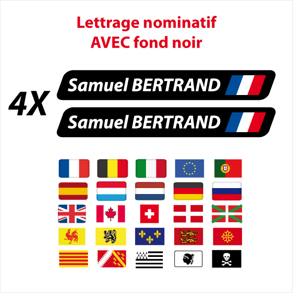 Lettrage imprimé nom prénom drapeau noir - Stickers Perso