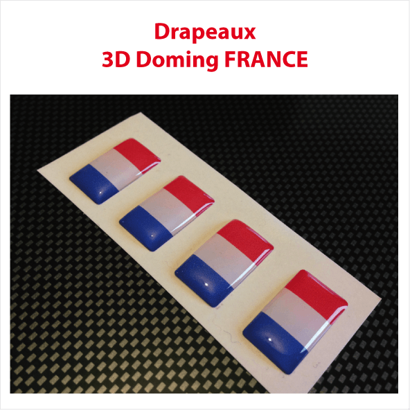 Lot de 4 drapeaux Français 3D Doming (idéal avec lettrage sans fond)