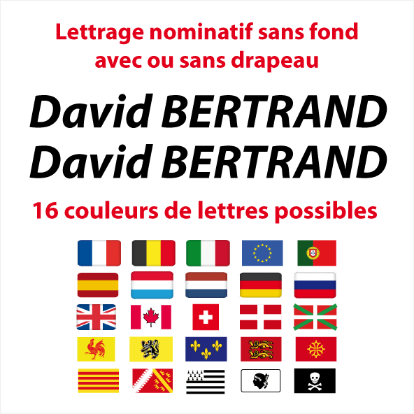 Sticker Autocollant Nom Drapeau Vélo sans fond typo 2 - STICKERS PERSO