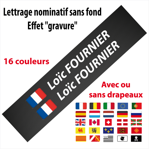 Sticker Autocollant Nom Drapeau Vélo sans fond typo 2 - STICKERS PERSO