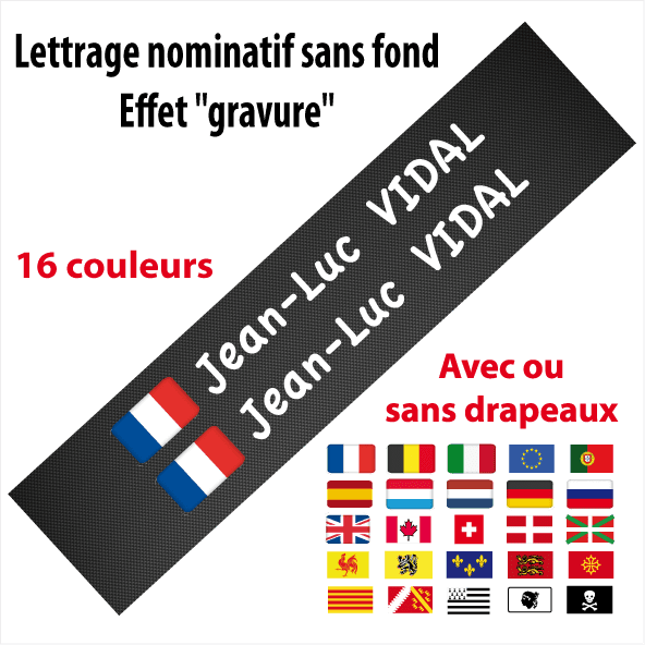 Sticker Autocollant Nom Drapeau Vélo sans fond typo 4 - STICKERS PERSO