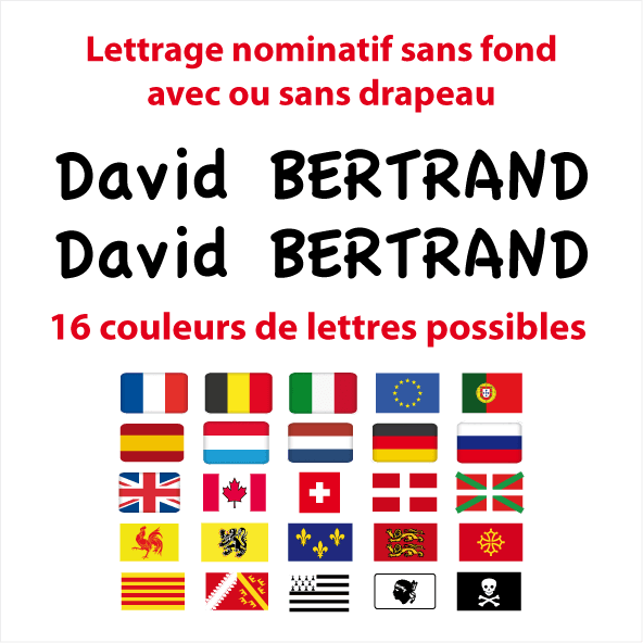 Sticker Autocollant Nom Drapeau Vélo sans fond typo 4 - STICKERS PERSO