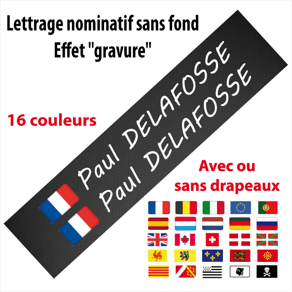 Sticker Autocollant Nom Drapeau Vélo sans fond typo 5 - STICKERS PERSO