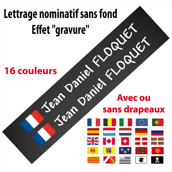 Sticker Autocollant Nom Drapeau Vélo sans fond typo 6 - STICKERS PERSO