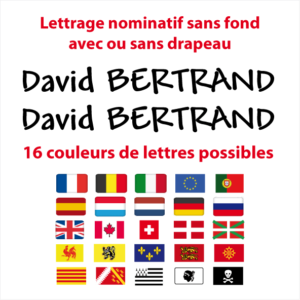 Sticker Autocollant Nom Drapeau Vélo sans fond typo 6 - STICKERS PERSO