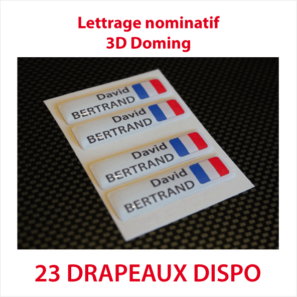Stickers autocollant 3D doming fond blanc 2 lignes - Stickers Perso