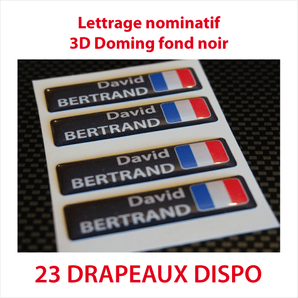 Stickers autocollant 3D doming fond noir 2 lignes