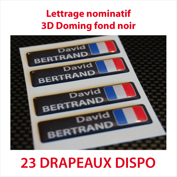 Pack x12 Stickers France noir Nom prénom vélo casque sticker